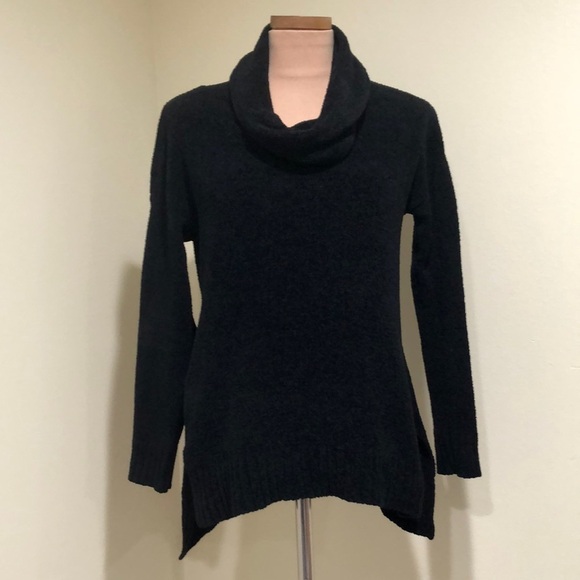 For The Republic Saks Fifth Avenue Sweater Size Medium Black Chenille Cowl Neck - Picture 2 of 9